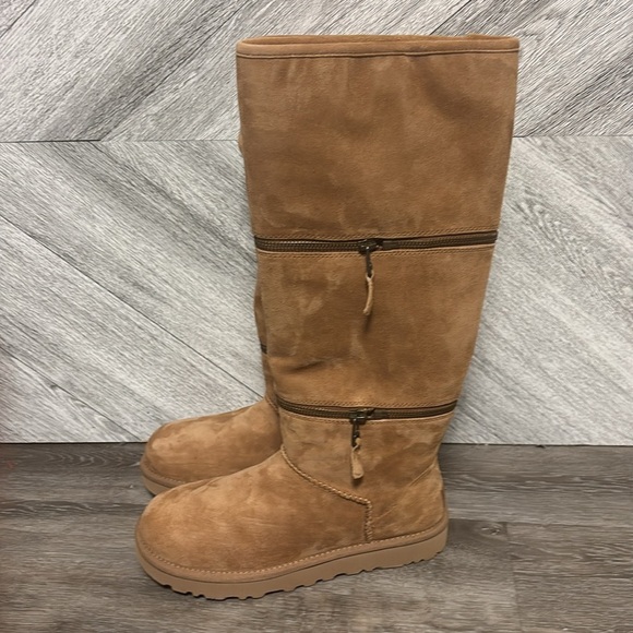 UGG | Classic Ultra Tall Boots In Chestnut With Zipper Details NEW Size 6 - Picture 4 of 13